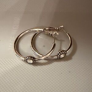 Brighton Silver Crystal Hoop Earrings